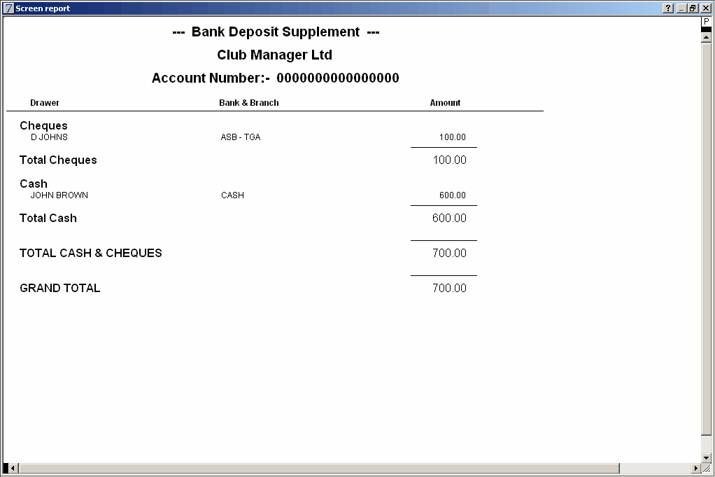 bank deposit supplement
